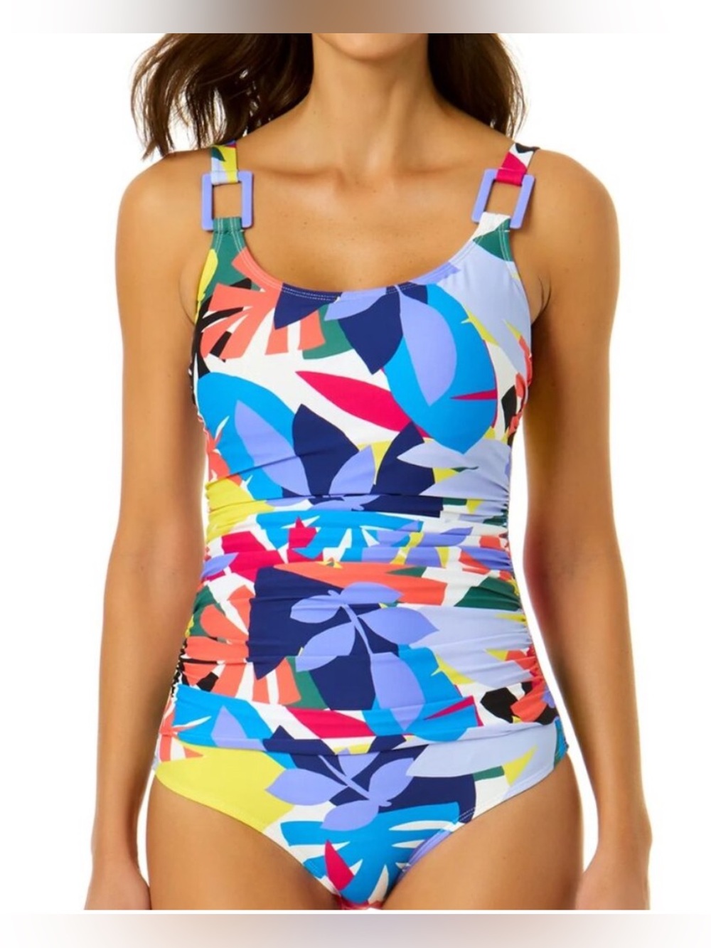 Anne Cole Tropic Stamp Rectangle Strap
One-Piece Swimsuit Size 8 Summer Beach